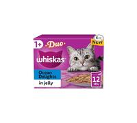 Whiskas Tasty Duo 1+ Ocean Delight in Jelly 48 x 85 g Pouches, Adult Cat Food, Pack of 4 (12 x 85 g)
