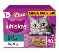 Whiskas Tasty Duo 1+ Surf and Turf in Jelly 40 x 85 g Pouches, Adult Cat Food