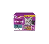 Whiskas Tasty Duo 1+ Surf & Turf in Jelly 40x85g Pouches, Adult Cat Food