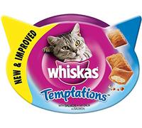 Whiskas Temptations Cat Treats with Salmon, 60 g, Pack of 8