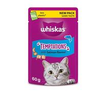 Whiskas Temptations Delicious Cat Treats with Salmon Flavour 60 g (Pack of 6)