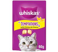 12 x 60g Whiskas Temptations Dual-Textured Cat Treats with Chicken & Cheese