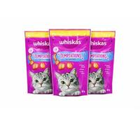 Whiskas Treats Salmon Flavour - 3 Pack Crunchy Soft Cat Snacks with Omega Oils - Tempting Salmon Cat Bites for Adult Cats & Kittens - Low-Calorie Treats with Taurine & Vitamins for Daily Reward