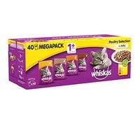 Whiskas Wet Cat Food Pouches, Delicious and Tasty Poultry Selection in Jelly, Suitable for Adult Cats Aged 1+, (40 x 100 g)