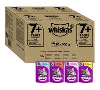 Whiskas Wet Pouches, Fish and Meaty Selection in Jelly, Suitable for Senior Cats Aged 7+, MegaPack (120 x 100 g)