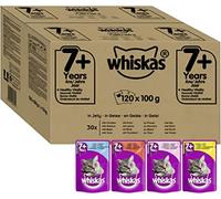Whiskas Wet Pouches, Fish and Meaty Selection in Jelly, Suitable for Senior Cats Aged 7+, MegaPack (120 x 100 g)