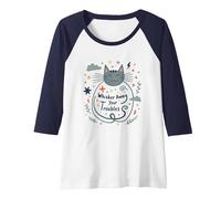Whisker Away Your Troubles - Cute Cat Illustration Raglan Baseball Tee, Women, Navy/White, M