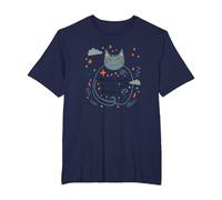Whisker Away Your Troubles - Cute Cat Illustration T-Shirt, Men's Big and Tall, Navy, 6X Tall