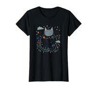 Whisker Away Your Troubles - Cute Cat Illustration T-Shirt, Women, Black, XS