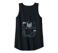 Whisker Away Your Troubles - Cute Cat Illustration Tank Top, Women, Black, XXL