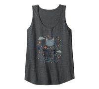 Whisker Away Your Troubles - Cute Cat Illustration Tank Top, Women, Dark Heather Grey, L