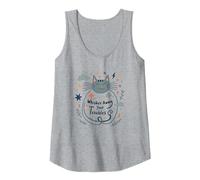 Whisker Away Your Troubles - Cute Cat Illustration Tank Top, Women, Heather Grey, XL