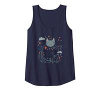 Whisker Away Your Troubles - Cute Cat Illustration Tank Top, Women, Navy, XXL