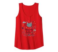Whisker Away Your Troubles - Cute Cat Illustration Tank Top, Women, Red, XXL