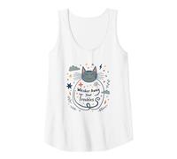 Whisker Away Your Troubles - Cute Cat Illustration Tank Top, Women, White, XXL