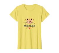 Whisker Kisses: Cute Cat Love Paw T-Shirt, Women, Lemon, M