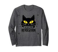 Whisker Revolution: Feline Uprising Art Long Sleeve T-Shirt, Adult Unisex, Dark Heather Grey, XXL