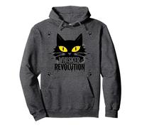 Whisker Revolution: Feline Uprising Art Pullover Hoodie, Adult Unisex, Dark Heather Grey, XXL