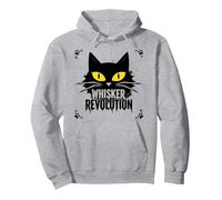 Whisker Revolution: Feline Uprising Art Pullover Hoodie, Adult Unisex, Heather Grey, XXL