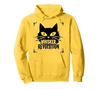 Whisker Revolution: Feline Uprising Art Pullover Hoodie, Adult Unisex, Lemon, XL