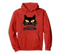 Whisker Revolution: Feline Uprising Art Pullover Hoodie, Adult Unisex, Red, L