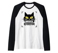 Whisker Revolution: Feline Uprising Art Raglan Baseball Tee, Men, Black/White, S
