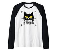 Whisker Revolution: Feline Uprising Art Raglan Baseball Tee, Men, Black/White, XL