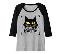 Whisker Revolution: Feline Uprising Art Raglan Baseball Tee, Women, Black/Athletic Heather, L