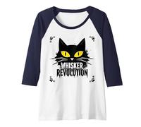 Whisker Revolution: Feline Uprising Art Raglan Baseball Tee, Women, Navy/White, M