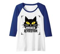 Whisker Revolution: Feline Uprising Art Raglan Baseball Tee, Women, Royal Blue/White, M