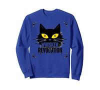 Whisker Revolution: Feline Uprising Art Sweatshirt, Adult Unisex, Royal Blue, XXL
