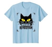 Whisker Revolution: Feline Uprising Art T-Shirt, Kids, Baby Blue, 3 Years