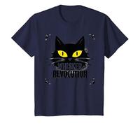 Whisker Revolution: Feline Uprising Art T-Shirt, Kids, Navy, 8 Years