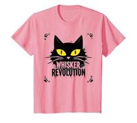Whisker Revolution: Feline Uprising Art T-Shirt, Kids, Pink, 6 Years