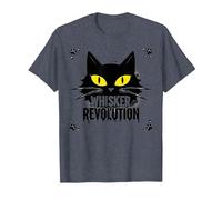 Whisker Revolution: Feline Uprising Art T-Shirt, Men, Heather Blue, 4XL