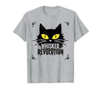 Whisker Revolution: Feline Uprising Art T-Shirt, Men, Heather Grey, 4XL