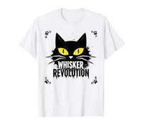 Whisker Revolution: Feline Uprising Art T-Shirt, Men, White, XL