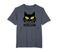 Whisker Revolution: Feline Uprising Art T-Shirt, Men's Big and Tall, Heather Blue, 3X Tall
