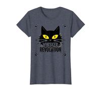Whisker Revolution: Feline Uprising Art T-Shirt, Women, Heather Blue, XS