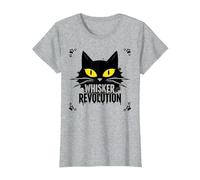 Whisker Revolution: Feline Uprising Art T-Shirt, Women, Heather Grey, XXL