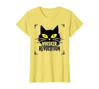 Whisker Revolution: Feline Uprising Art T-Shirt, Women, Lemon, XL