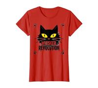 Whisker Revolution: Feline Uprising Art T-Shirt, Women, Red, 3XL