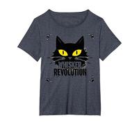 Whisker Revolution: Feline Uprising Art T-Shirt, Women's Plus, Heather Blue, 4X