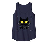 Whisker Revolution: Feline Uprising Art Tank Top, Women, Navy, S
