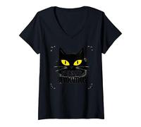 Whisker Revolution: Feline Uprising Art V-Neck T-Shirt, Women, Black, M