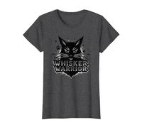 Whisker Warrior: Fierce Feline Design for Cat Lovers T-Shirt, Women, Dark Heather Grey, XL
