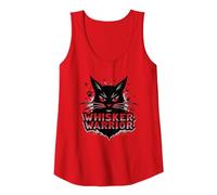 Whisker Warrior: Fierce Feline Design for Cat Lovers Tank Top, Women, Red, XL