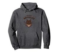 Whisker Wrangler: Quirky Cat Lover's Western-Inspired Art Pullover Hoodie, Adult Unisex, Dark Heather Grey, L