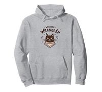 Whisker Wrangler: Quirky Cat Lover's Western-Inspired Art Pullover Hoodie, Adult Unisex, Heather Grey, L