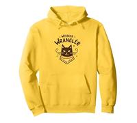 Whisker Wrangler: Quirky Cat Lover's Western-Inspired Art Pullover Hoodie, Adult Unisex, Lemon, L